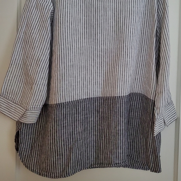 John Mark Stripped Linen Blouse Sz XL - Picture 5 of 5
